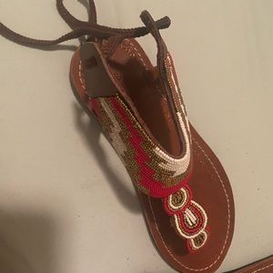 Quality handcrafted Masai thong sandals with beading, Size 37 - Authentic